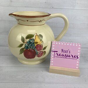 Home AROUND THE ORCHARD Stoneware Fruit Brown Trim Large Beverage Water Pitcher